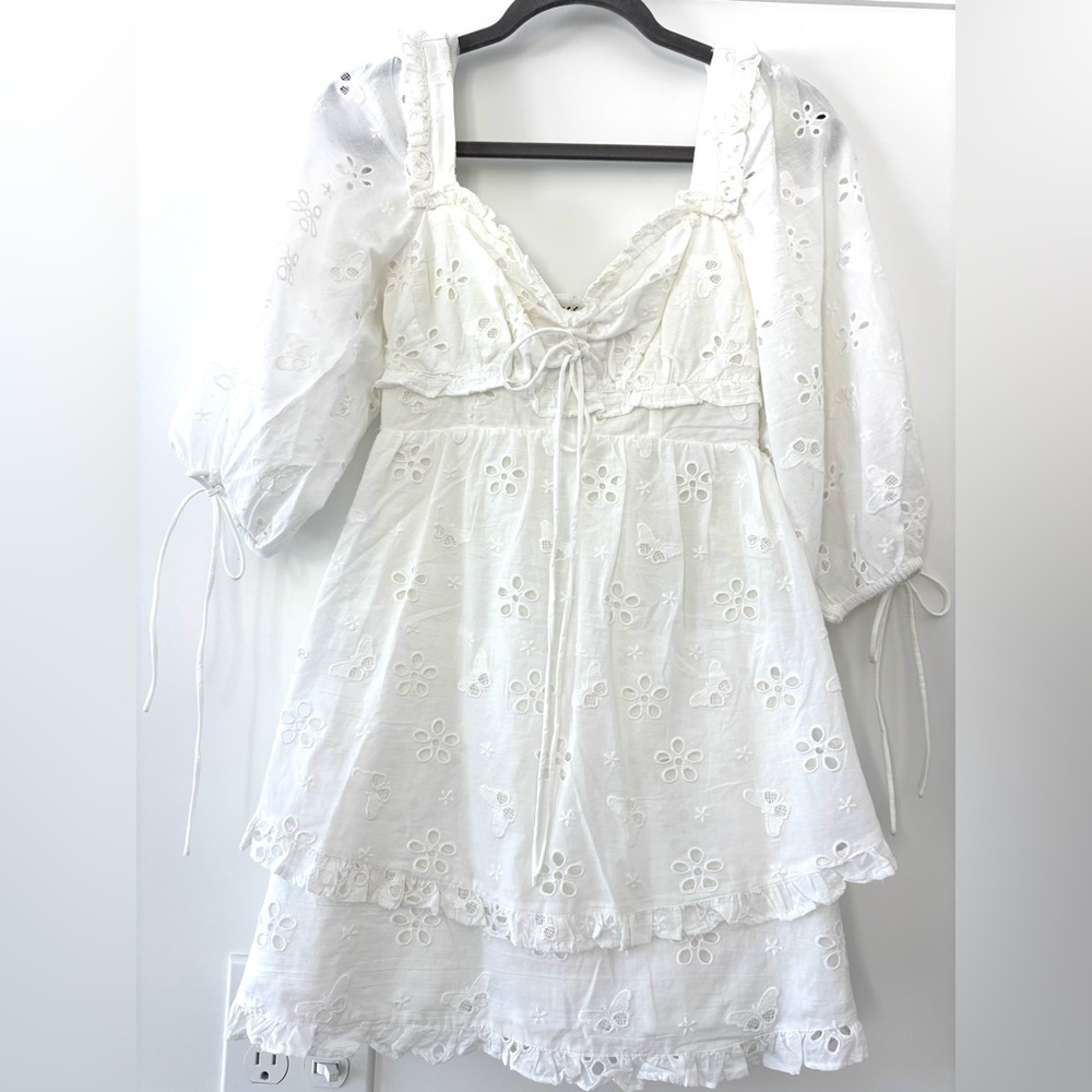 For Love And Lemons White Eyelet Mini Dress